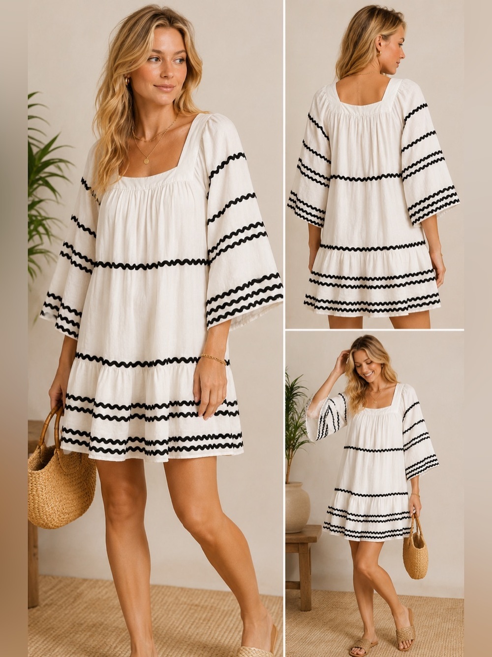 Lisa Marie Fernandez x target White Linen Mini Ric Rac Dress 25462